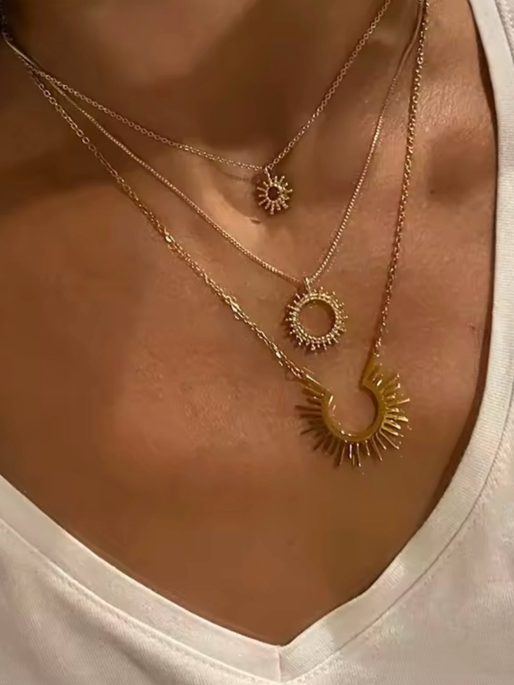 Gold Sunburst Pendant Necklace - Women Jewelry
